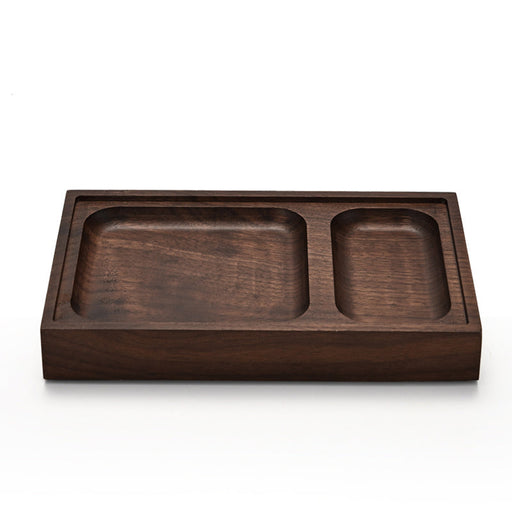 Stackable walnut wood jewelry display tray
