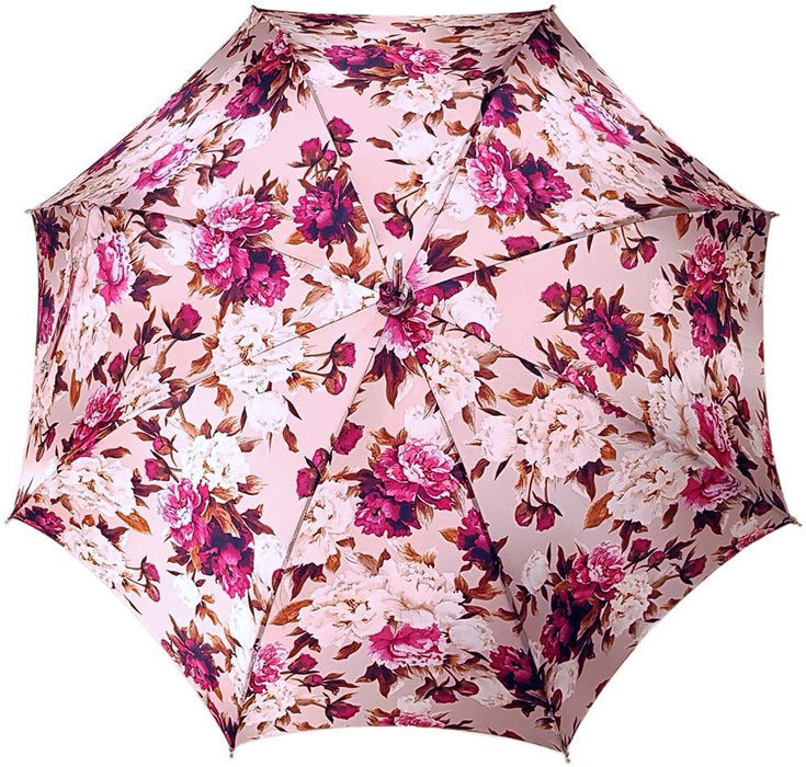 Pink Floral Patterned Parasol - Stylish Sun Umbrella with Beautiful Pink Flowers