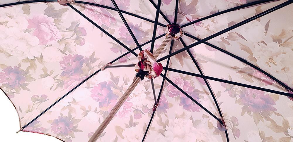 Pink Floral Patterned Parasol - Stylish Sun Umbrella with Beautiful Pink Flowers