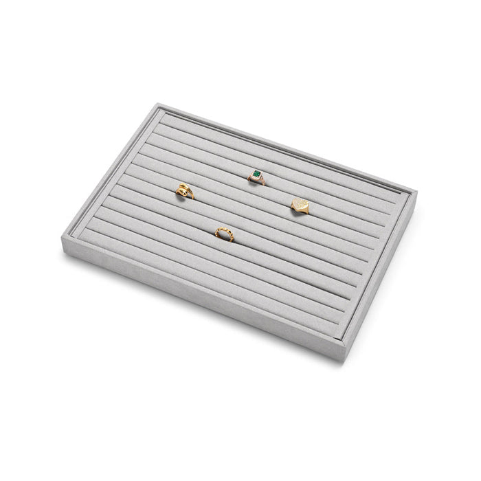 Modern combination gray microfiber jewelry display tray