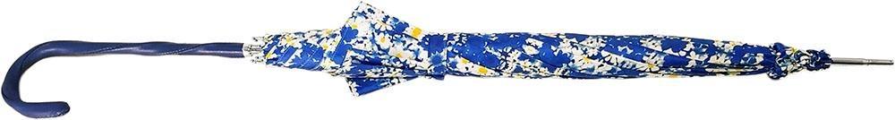 Marguerite Floral Patterned Parasol - Sun Umbrella with Blue Leather Handle