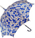 Marguerite Floral Patterned Parasol - Sun Umbrella with Blue Leather Handle