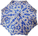 Marguerite Floral Patterned Parasol - Sun Umbrella with Blue Leather Handle