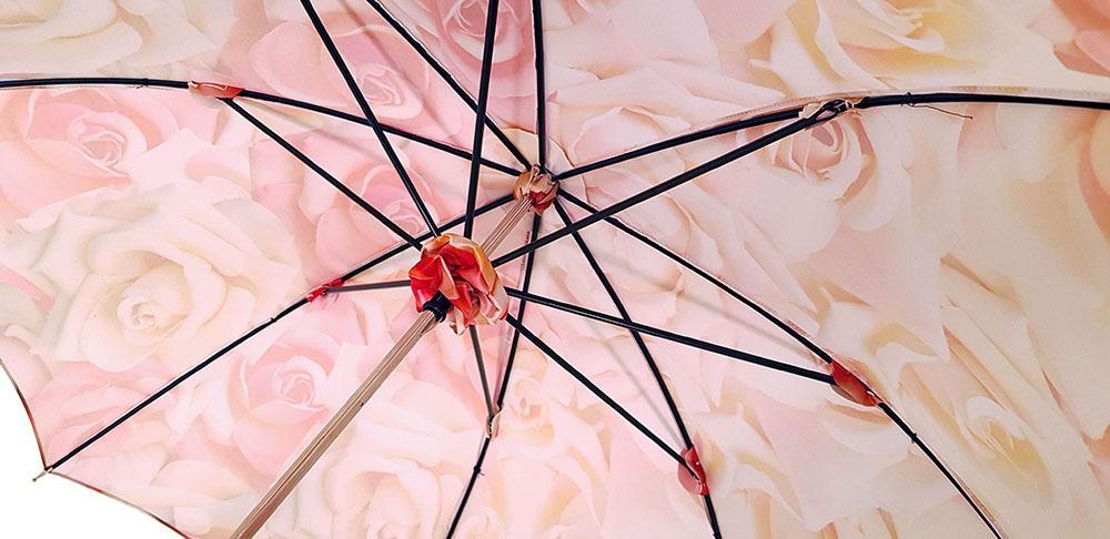 Luxury Rose Patterned Parasol - Elegant Sun Umbrella with Sophisticated Design