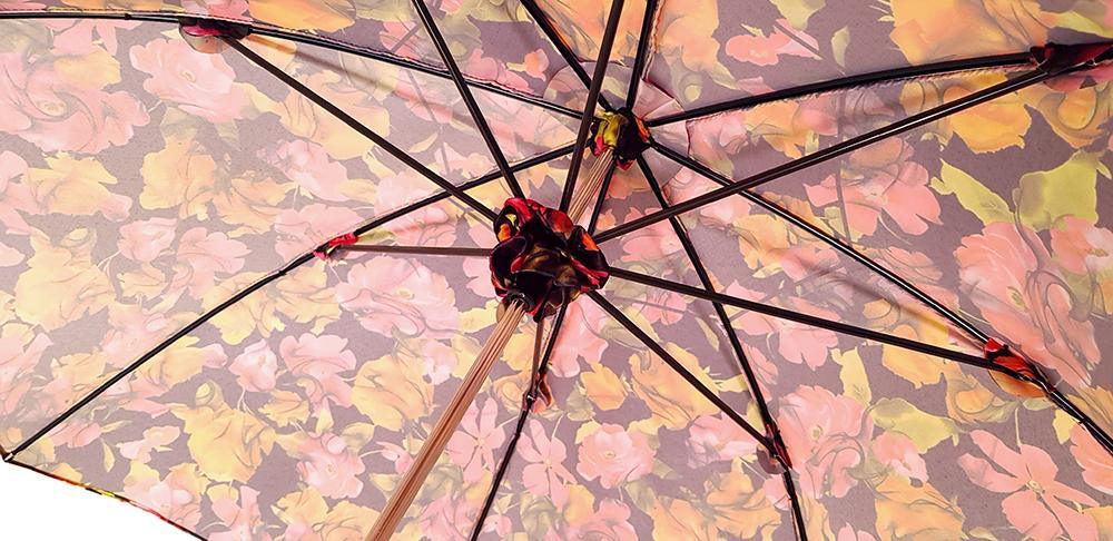 Women's Multi-Color Floral Parasol - Stylish Umbrella with Black Leather Handle