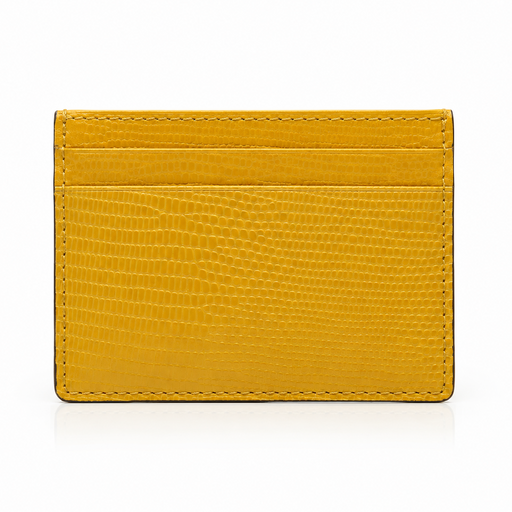 Personalized orange Italian lizard pattern leather card holder