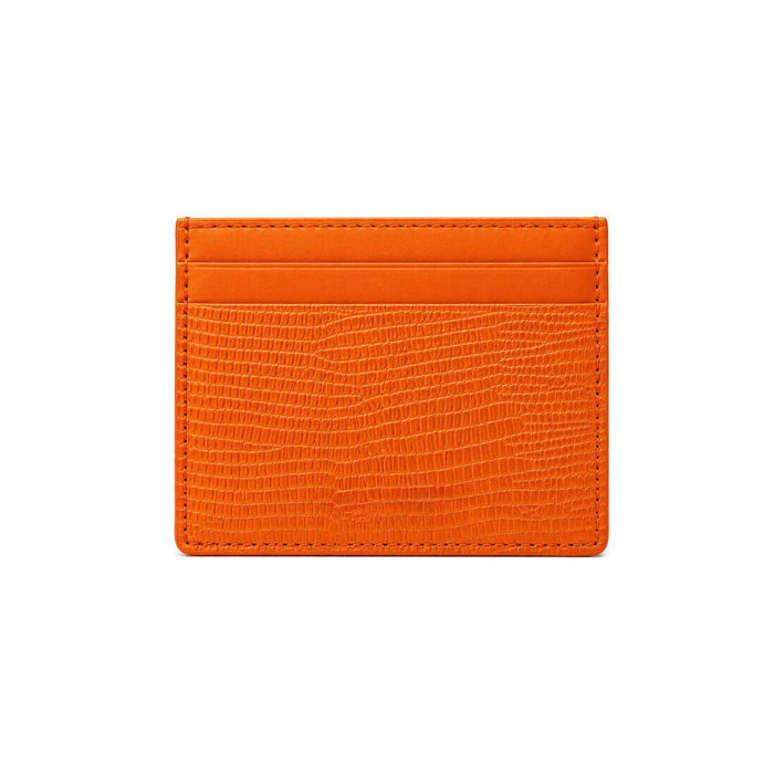 Personalized orange Italian lizard pattern leather card holder