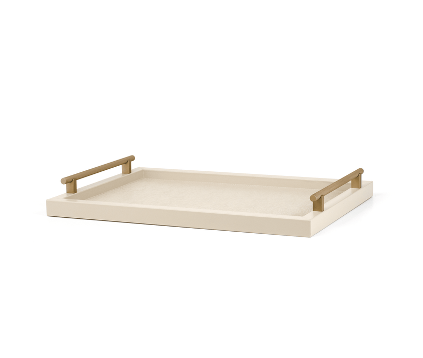 Luxurious Leather Dafne Tray with Knurled Metal Handles