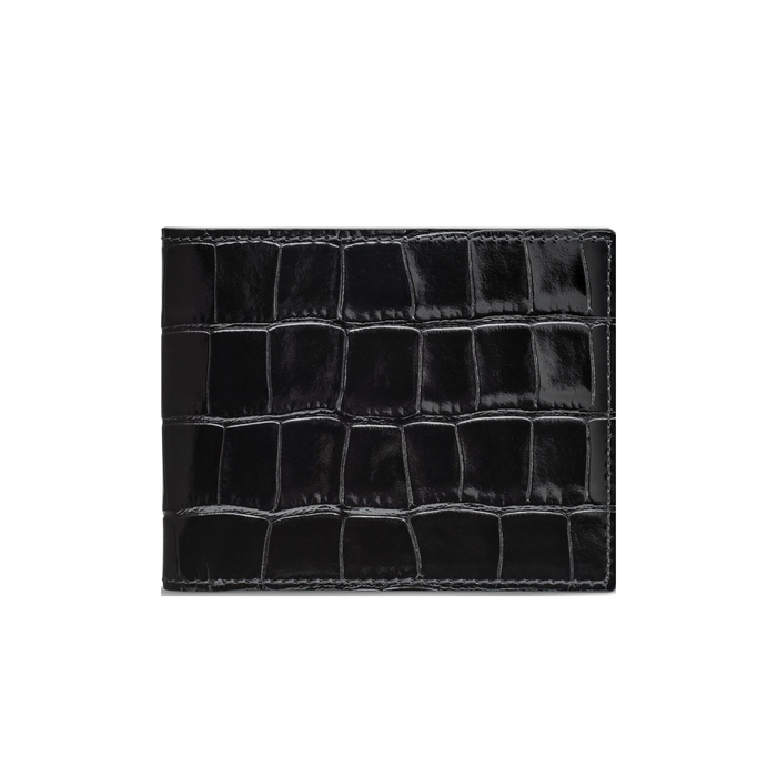Premium black crocodile leather minimalist card wallet