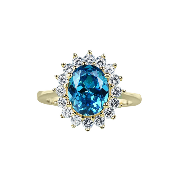 Princess Diana Sapphire Ring Aquamarine Birthstone Ring