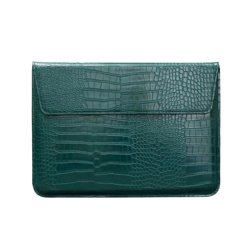 Crocodile Textured PU Leather Laptop Sleeve with Built-In Stand