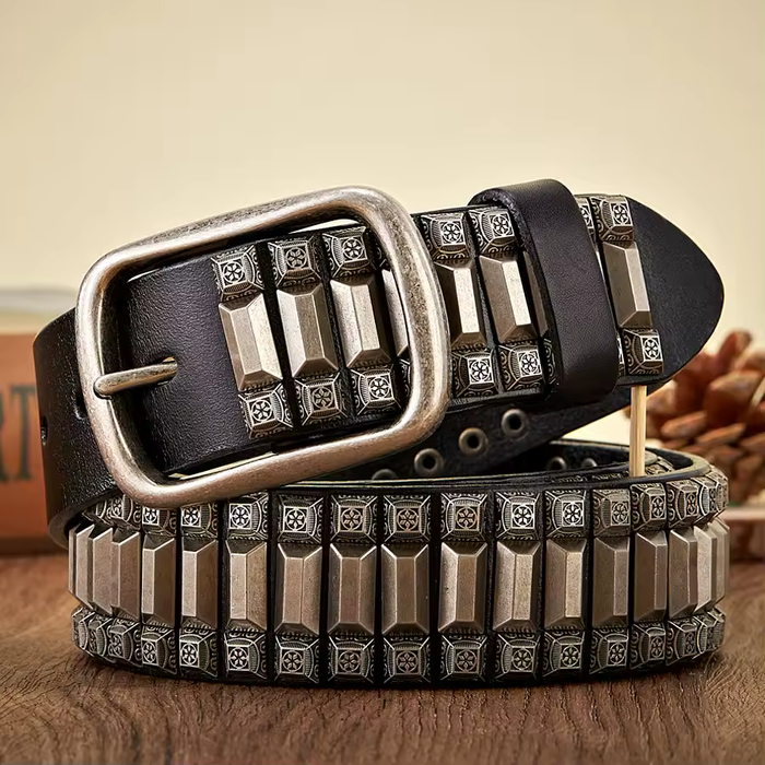 Punk rock leather belt men