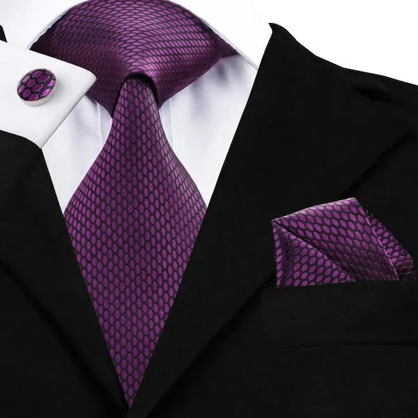 Purple Hexagon Silk Necktie for Classy Men