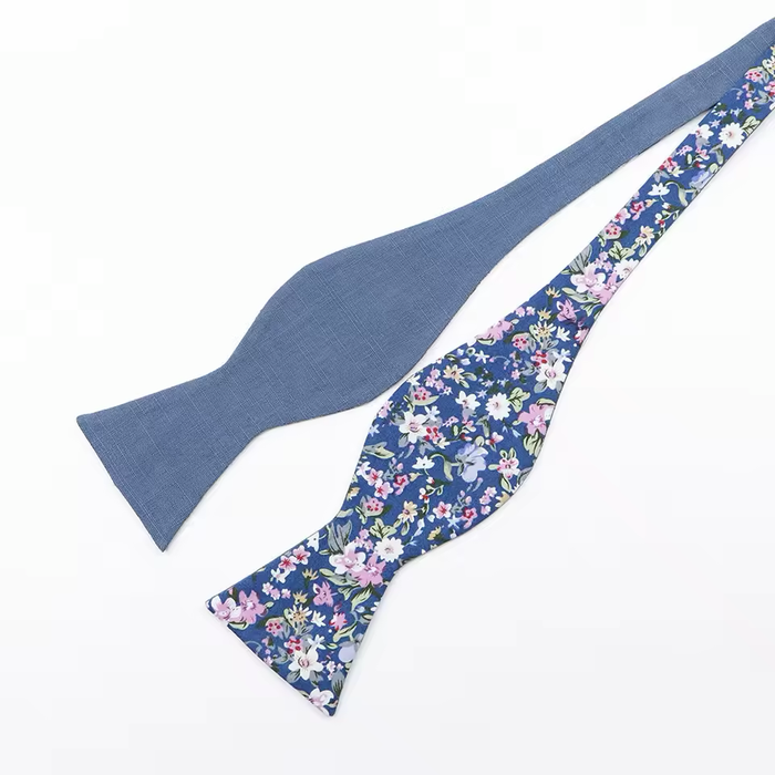 Lilafarbene Seidenfliege mit Blumenmuster zum Selbstbinden für stilvolle Männer