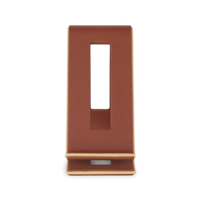 Cognac Leather Executive Office Desk Set with Beige Edge Detailing