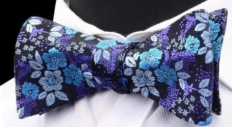 Purple Floral Silk Self-Tie Bow Tie for Classy Men