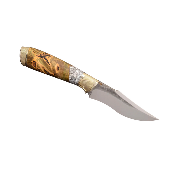 Couteau en acier Damas avec manche en bois hybride époxy rouge