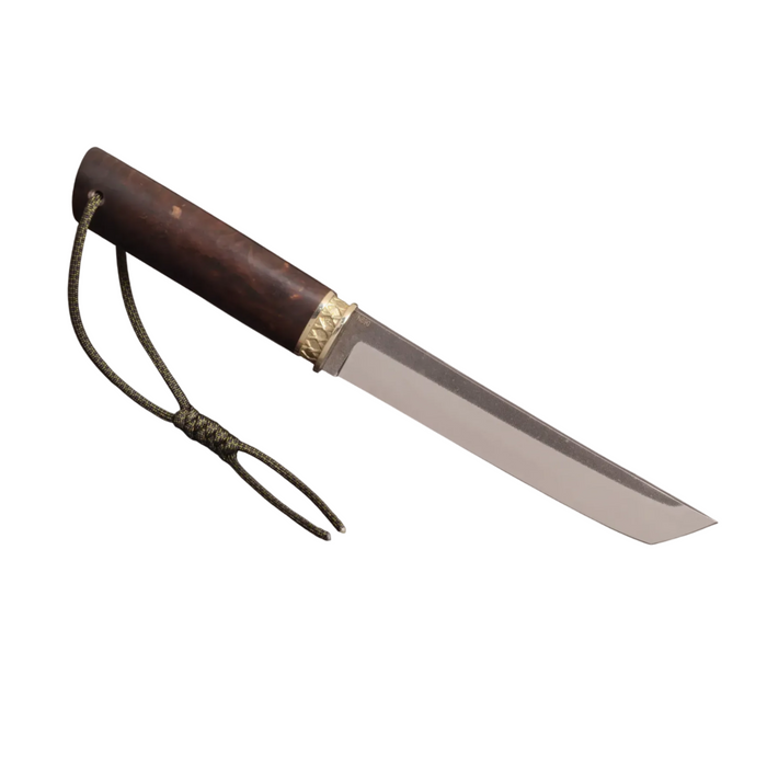 Couteau en acier Damas avec manche en bois hybride époxy rouge