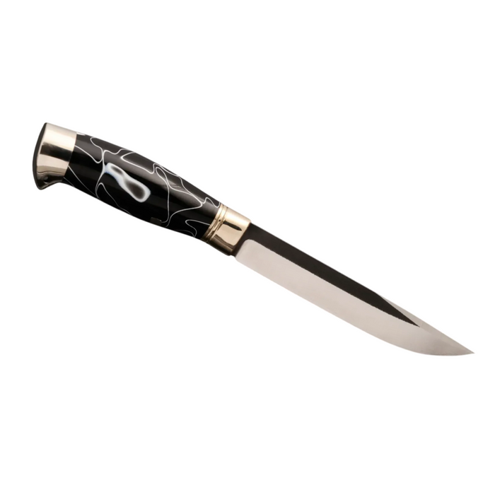 Couteau en acier Damas avec manche en bois hybride époxy rouge