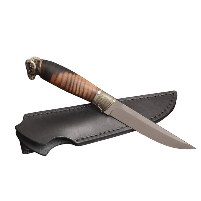 Couteau en acier Damas avec manche en bois hybride époxy rouge