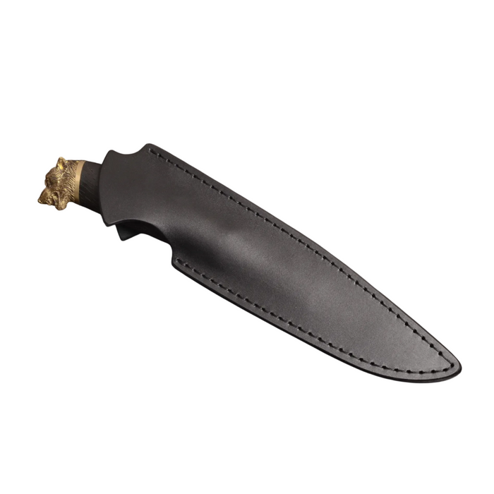 Couteau en acier Damas avec manche en bois hybride époxy rouge
