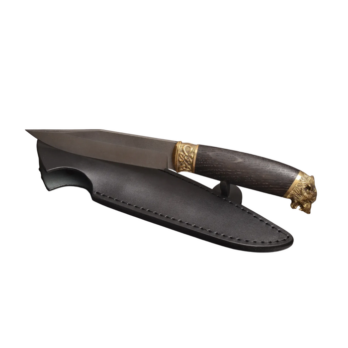 Couteau en acier Damas avec manche en bois hybride époxy rouge