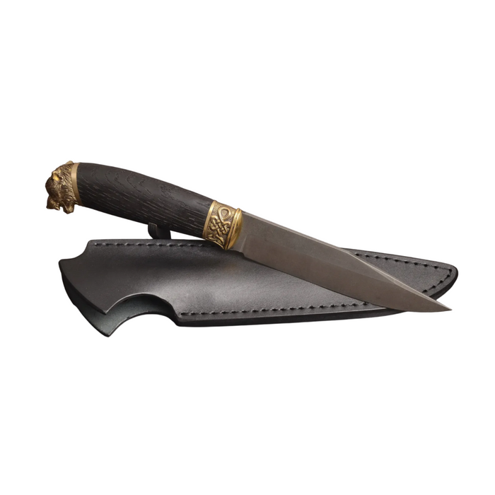 Couteau en acier Damas avec manche en bois hybride époxy rouge