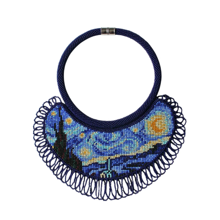 Starry Night Beaded Necklace – Van Gogh Inspired Art Jewelry