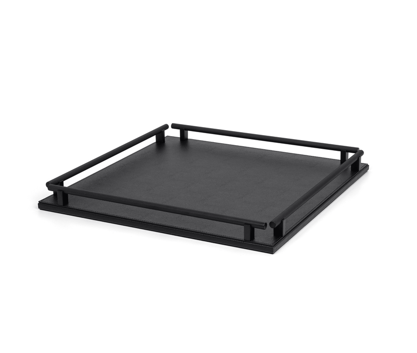 Versatile Leather Robert Square Tray with Knurled Handles