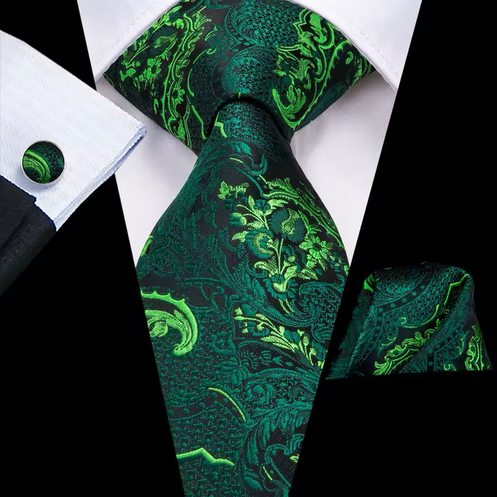 Classy Men Blue & Gold Floral Silk Tie