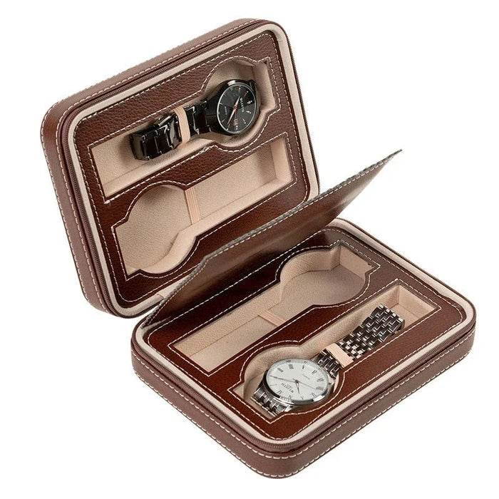 Classic Brown Vintage Travel Watch Case