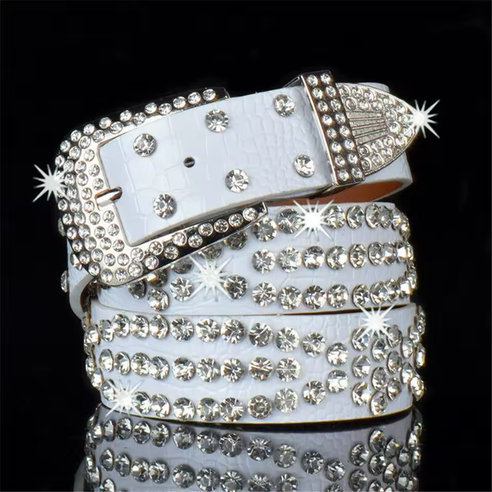 Pink Rhinestone Western Cowgirl Belt – Faux Leather Cowboy Belt