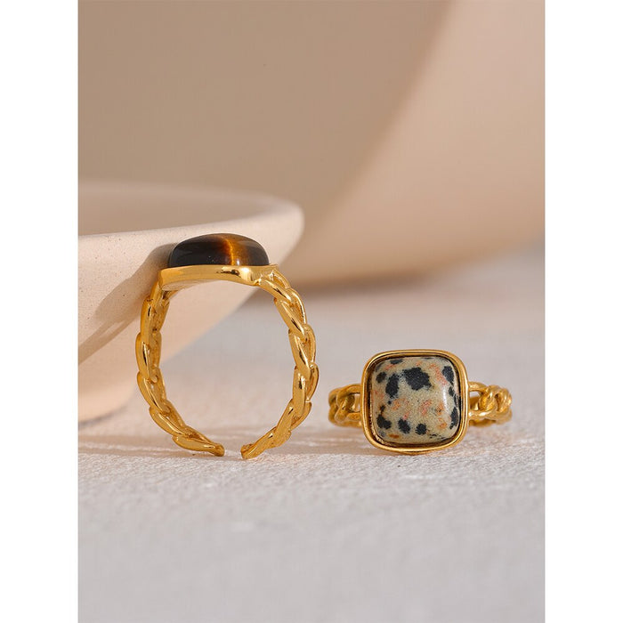 Designer Golden Ring with Brown Crystal