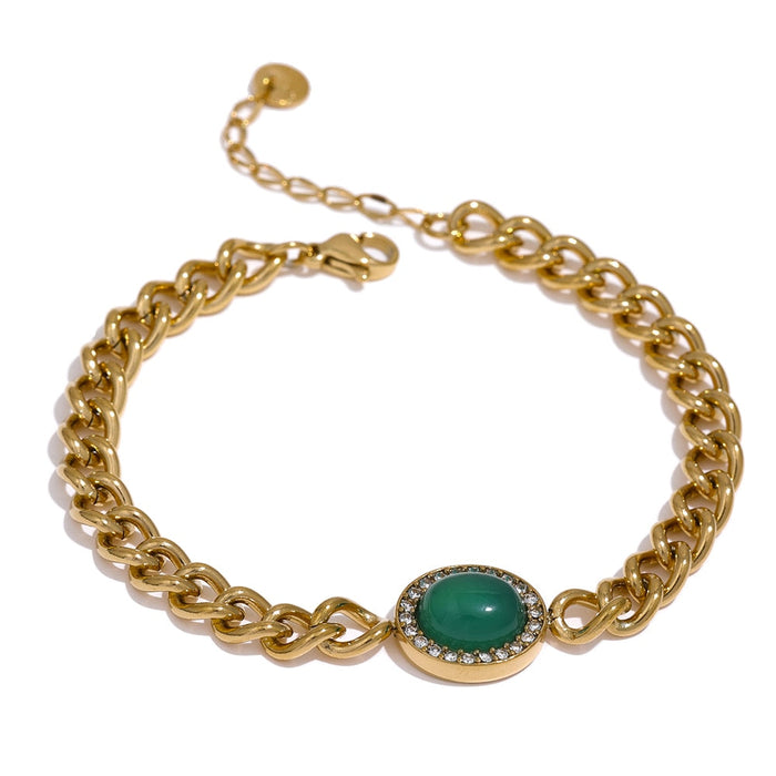 Elegant Bracelet with Green Stone