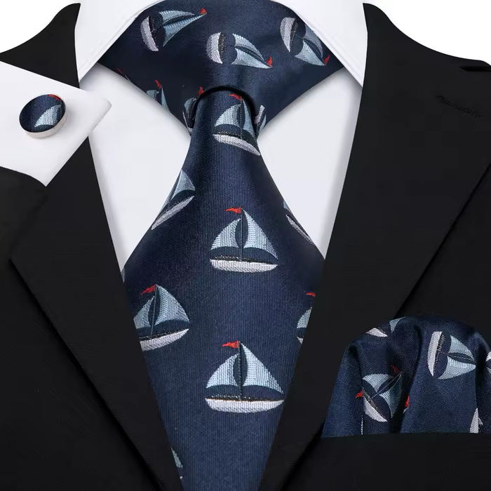 Royal Blue Floral Silk Tie for Classy Men - Elegant Accessory for Formal Occasions
