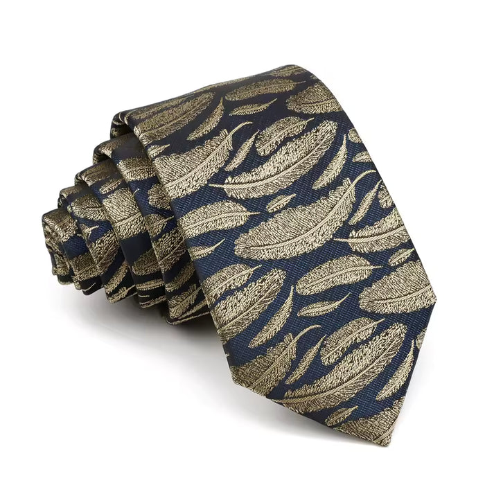 Black  Green Feather Silk Tie for Classy Men
