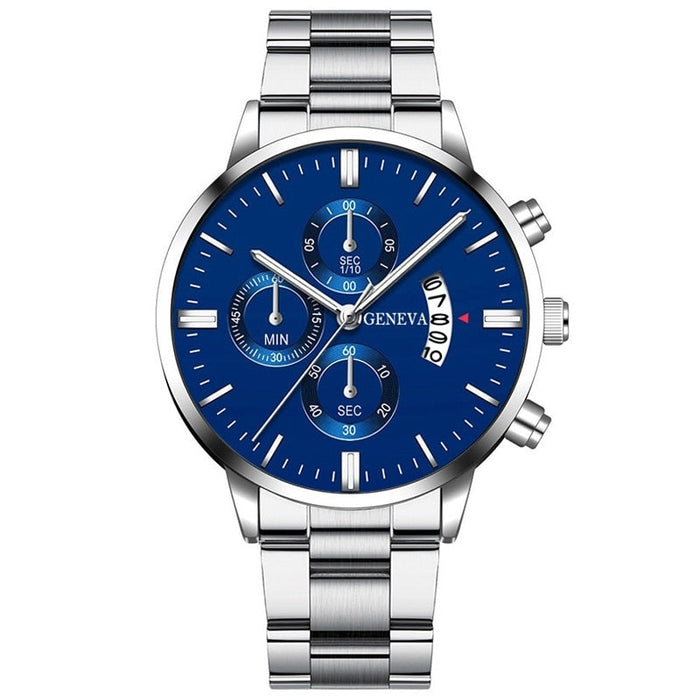 VERITON® Silver and Blue Luxury Watch