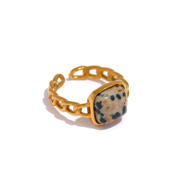 Designer Golden Ring with Brown Crystal