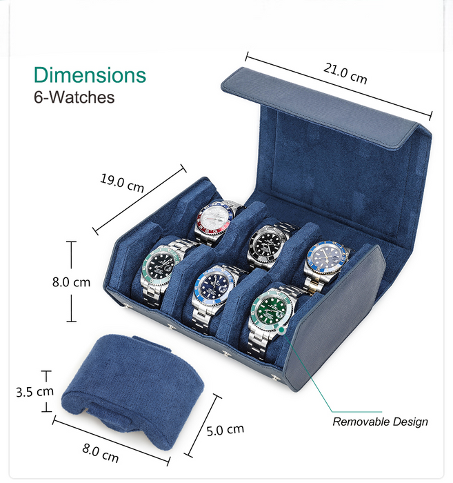 Men’s & Women’s Watch Case – Leather Travel Roll, 6 Slots