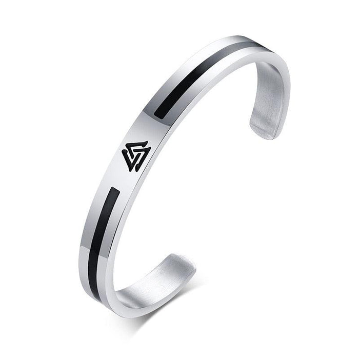 Boss Cuff Bracelet – Engraved Metal Design for Men