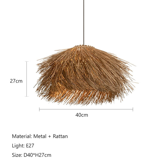 Boho Designer Hand-Woven Rattan Pendant Chandelier