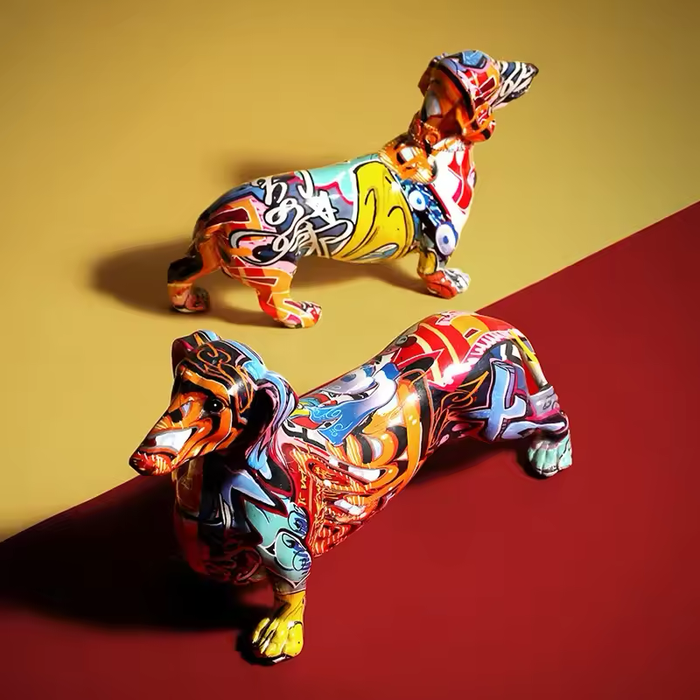 Modern Colorful Dachshund Dog Figurine