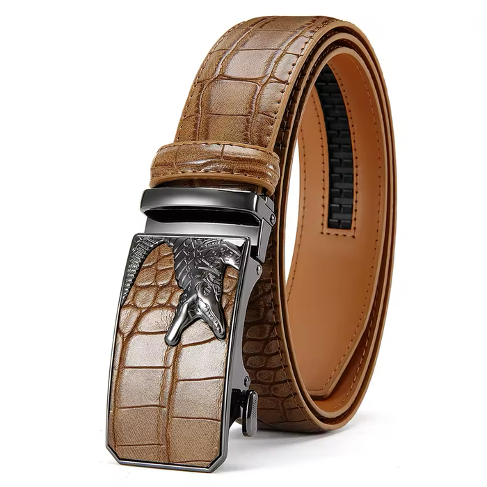 Crocodile Buckle Leather Belt For Men, Yerik Model