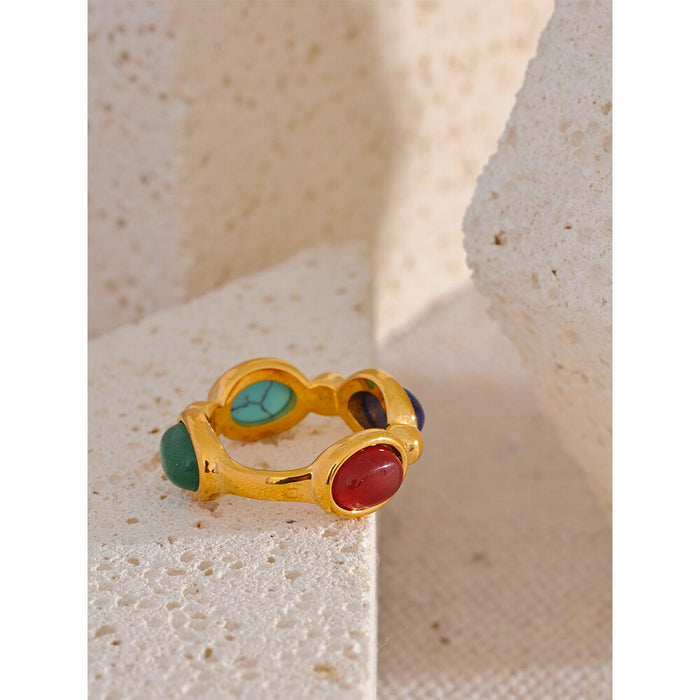 Stylish Golden ring with Colorful Crystals