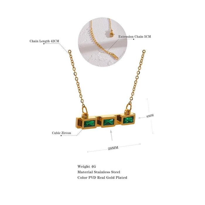 Stylish Necklace with Green Crystals