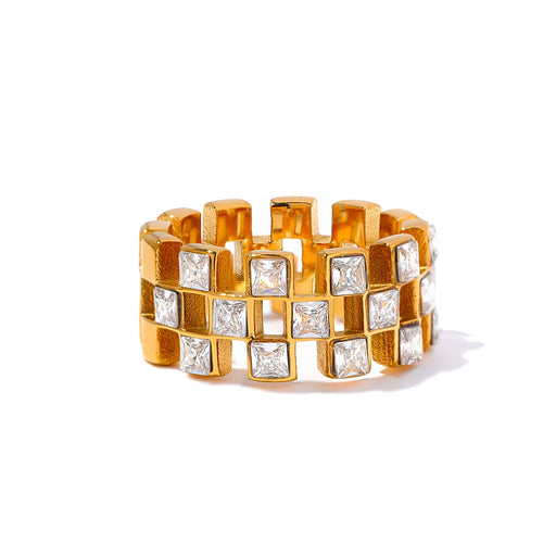 Luxury Green Crystals Golden Ring for Lady