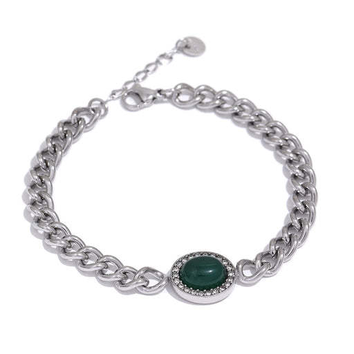 Elegant Bracelet with Green Stone