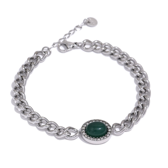 Elegant Bracelet with Green Stone