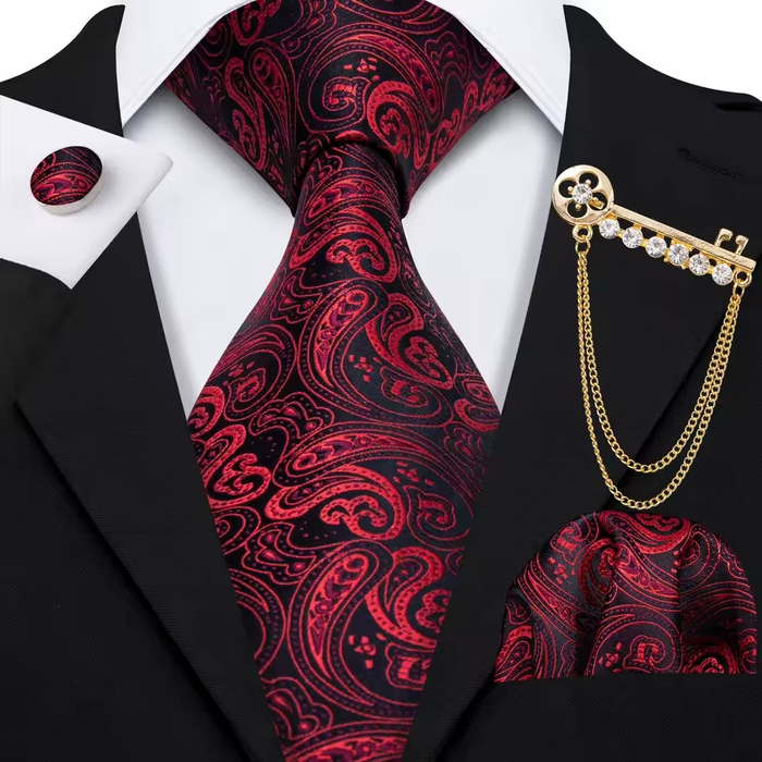 Silk Tie for Men in Wine Red  Elegant Accessory for Formal Occasions