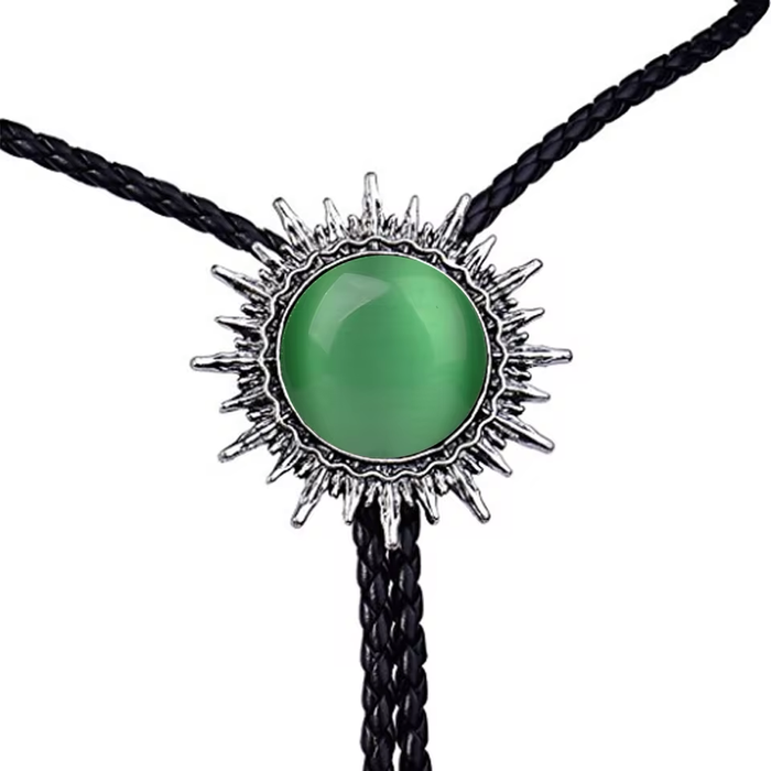 Black Agate Bolo Tie Sunflower Shape Bolo Ties Men's Bolo Necktie